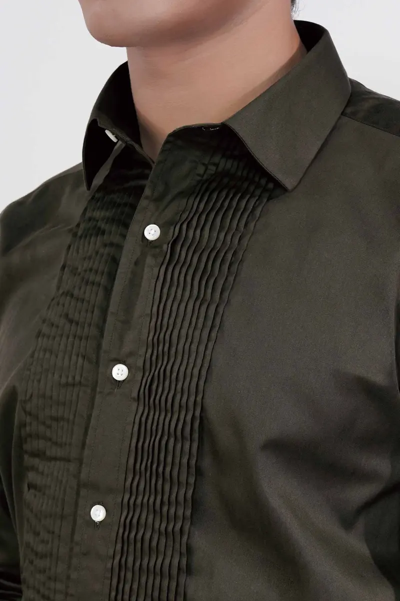 Birch Green Subtle Sheen Super Soft Premium Cotton Tuxedo Shirt 6
