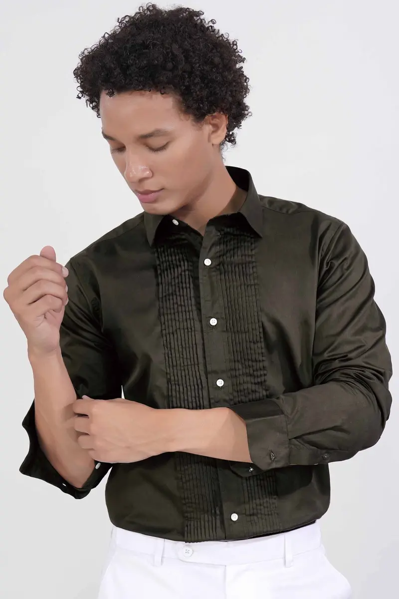Birch Green Subtle Sheen Super Soft Premium Cotton Tuxedo Shirt 7