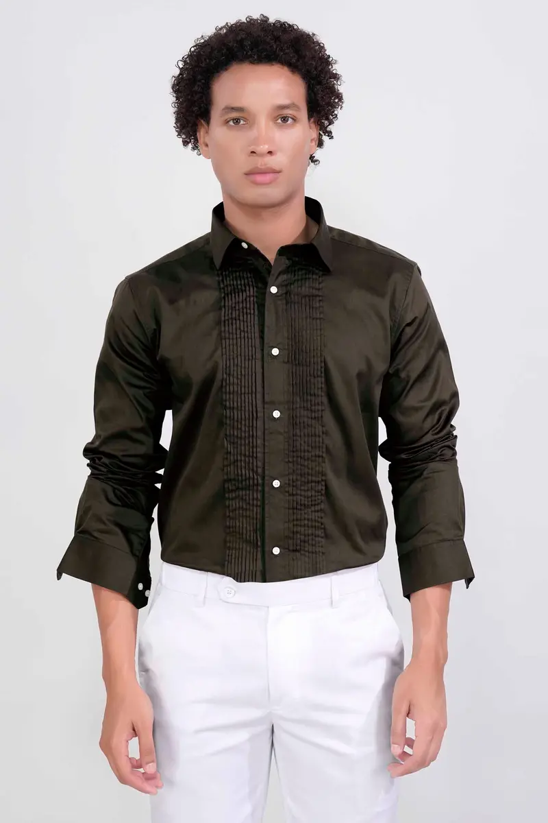 Birch Green Subtle Sheen Super Soft Premium Cotton Tuxedo Shirt 8