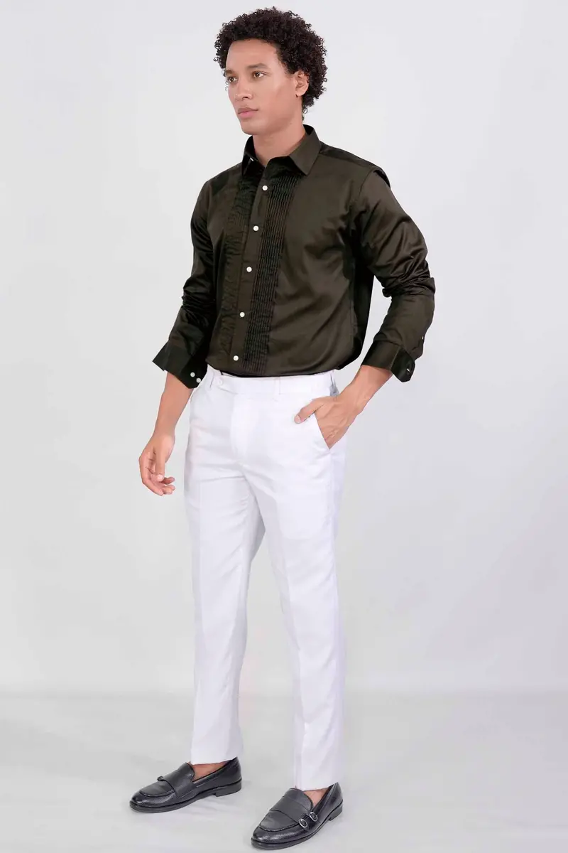 Birch Green Subtle Sheen Super Soft Premium Cotton Tuxedo Shirt 9