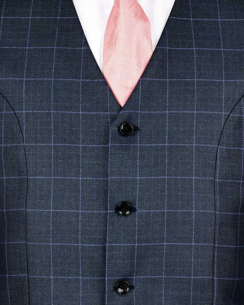 Biscay Blue Windowpane Checked Waistcoat 5