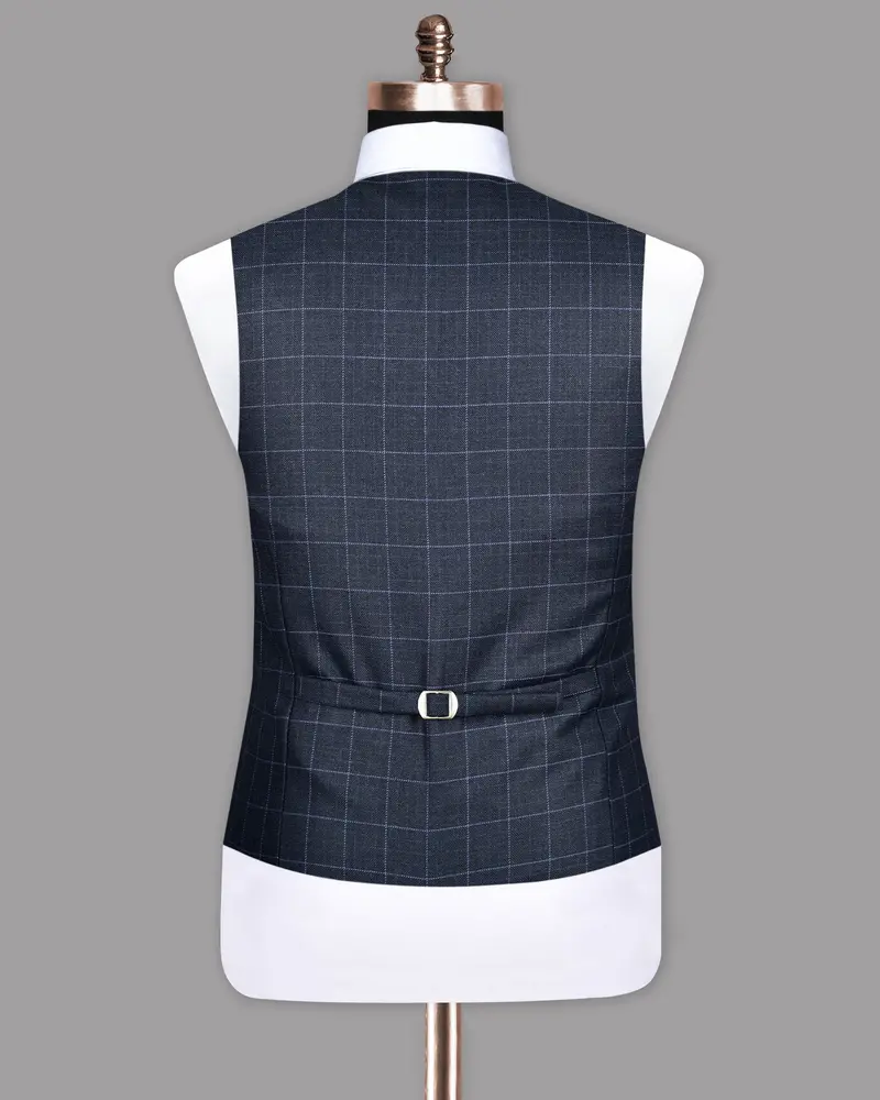Biscay Blue Windowpane Checked Waistcoat 6