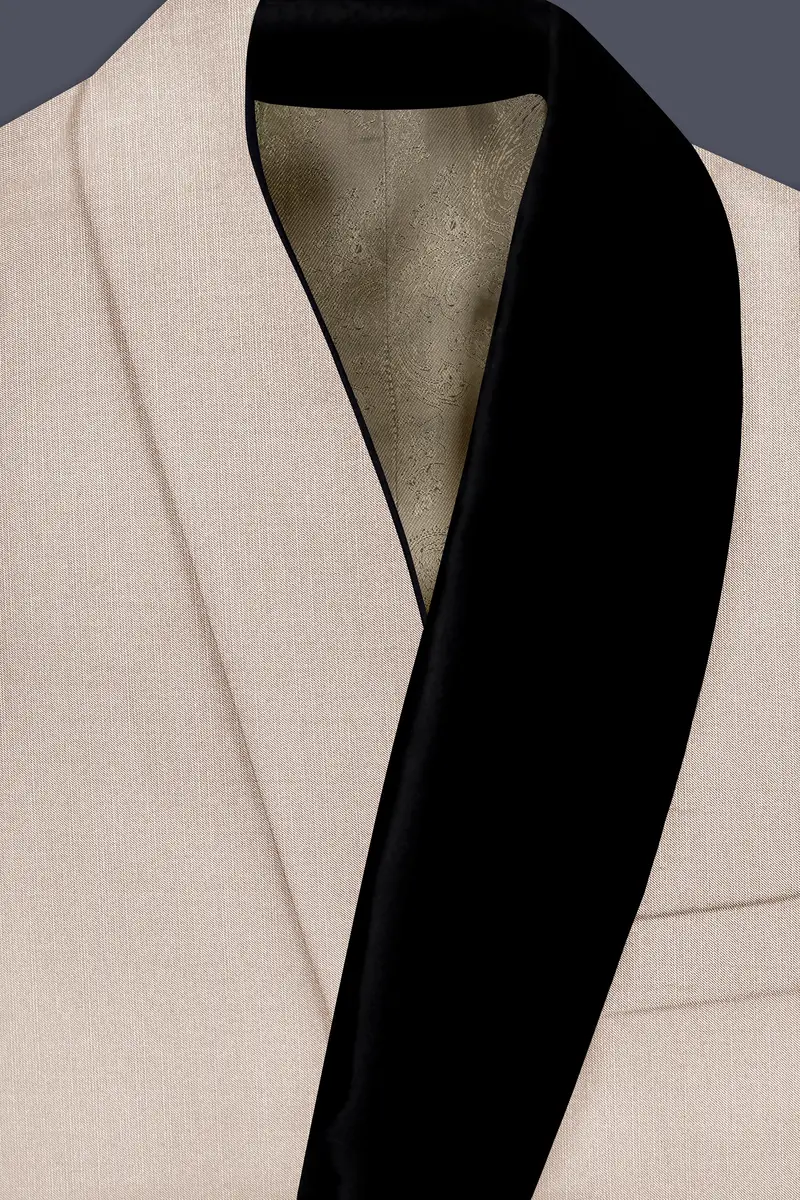 Biscotti-Parchment Cream Wool Rich Tuxedo Slight Stretch Blazer 4