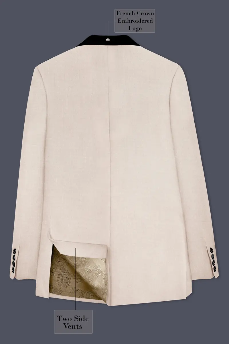 Biscotti-Parchment Cream Wool Rich Tuxedo Slight Stretch Blazer 8
