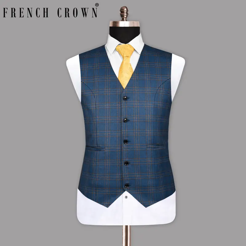 Bismarck Blue Plaid Waistcoat 1
