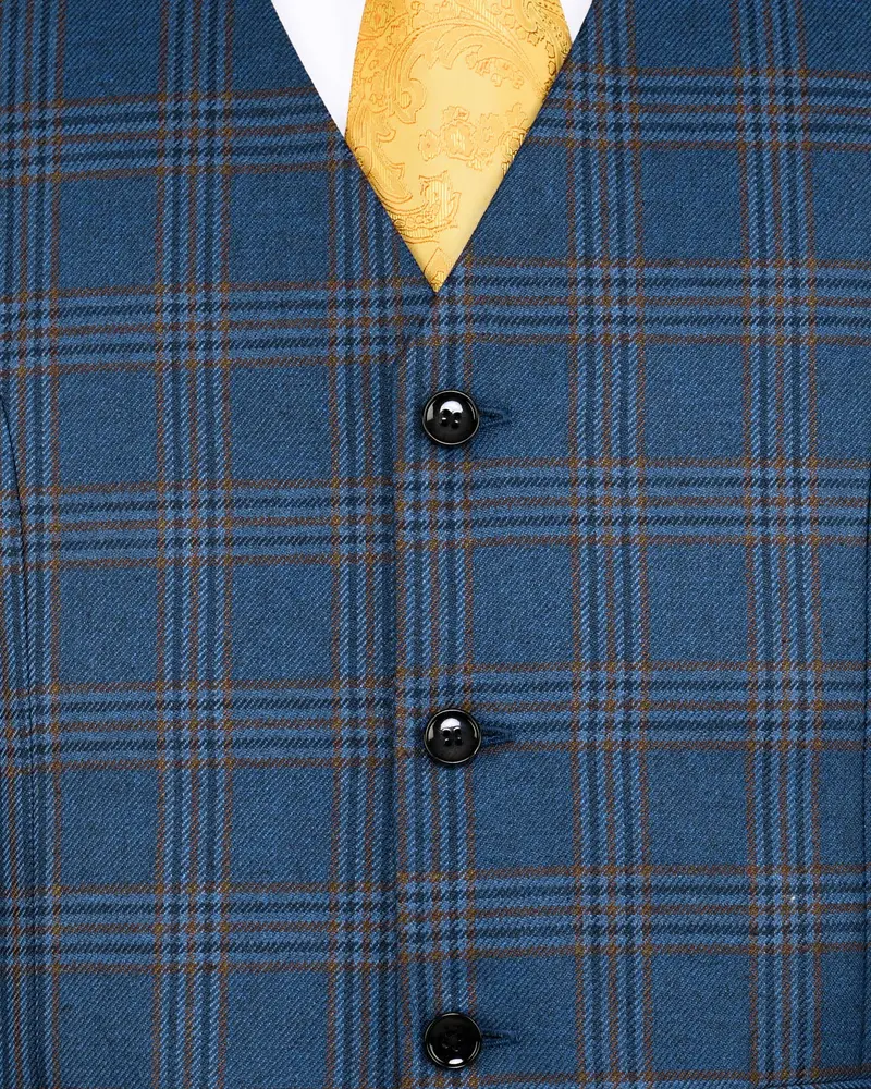 Bismarck Blue Plaid Waistcoat 5