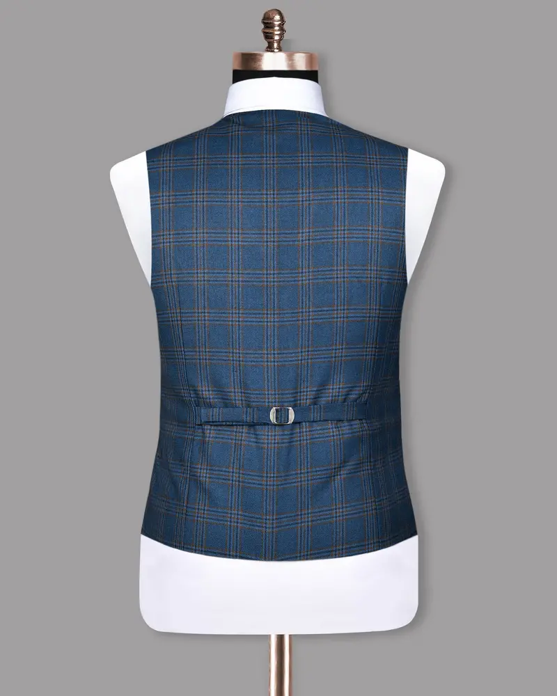 Bismarck Blue Plaid Waistcoat 6