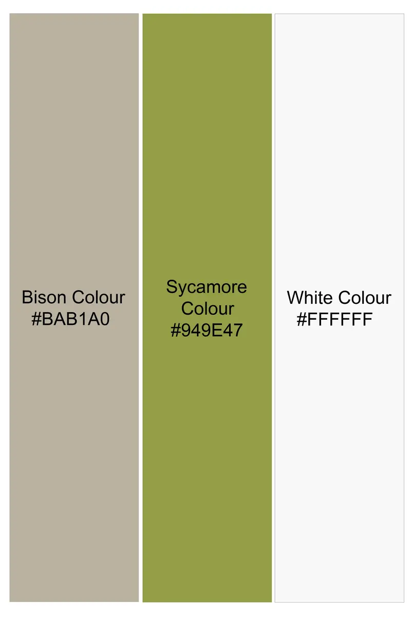 Bison Brown With Sycamore Green And White Ditsy Printed Royal Oxford Shirt 5