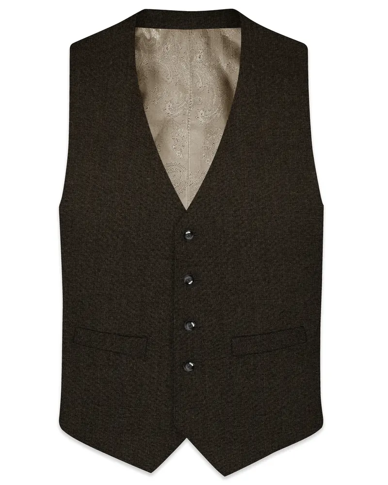 Bistrano-Acadia Brown Textured Wool Rich Waistcoat 1