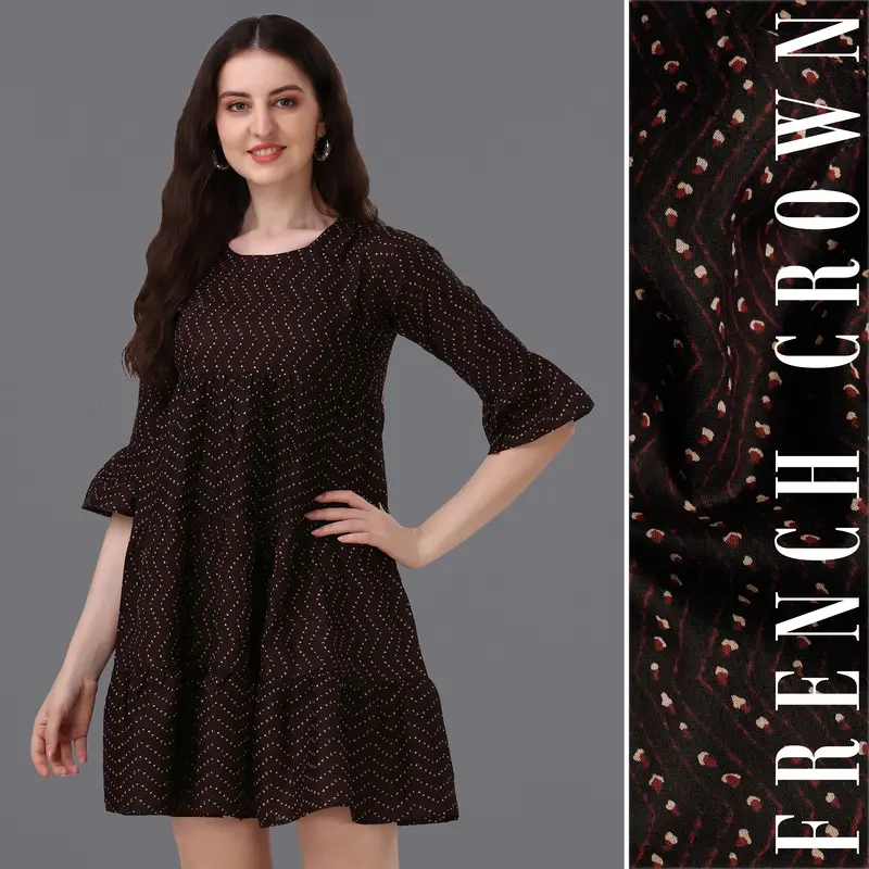 Bistre Brown And Cab Sav Maroon Super Soft Premium Cotton Thigh Length Dress 1