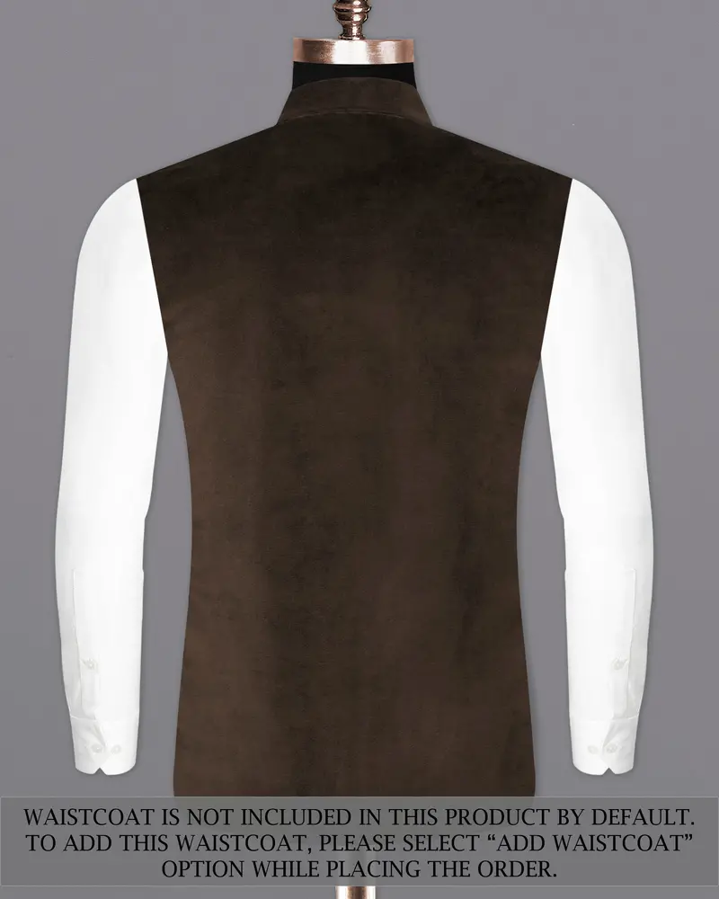 Bistre Brown Cross Placket Bandhgala Velvet Designer Suit 17