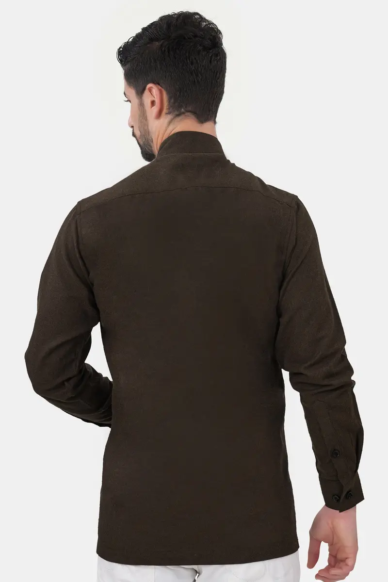 Bistre Brown Flannel Designer Overshirt 6
