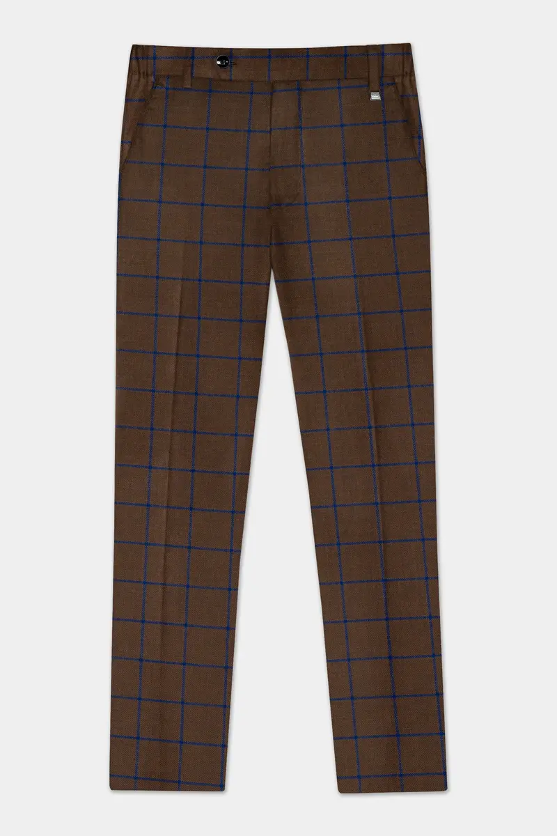 Bistre Brown With Catalina Blue Windowpane Pant 7