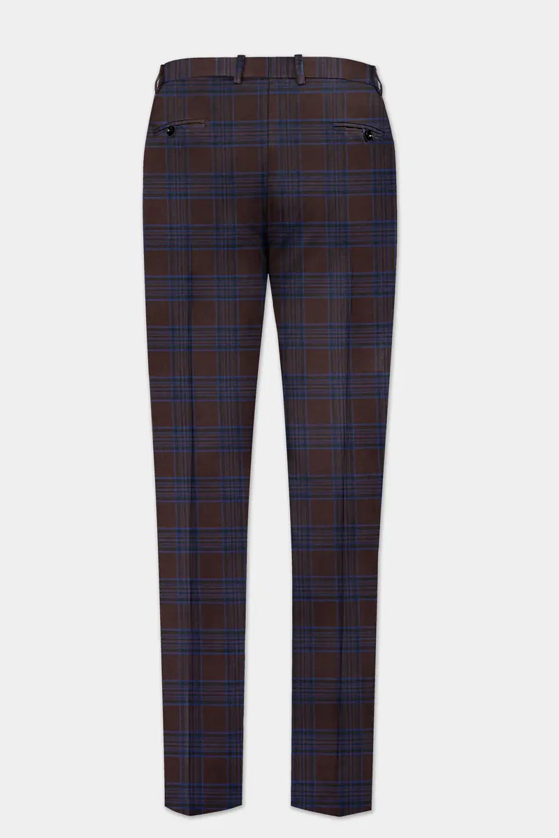 Bistre Brown With Nile Blue Plaid Wool Blend Double Breasted Suit 13