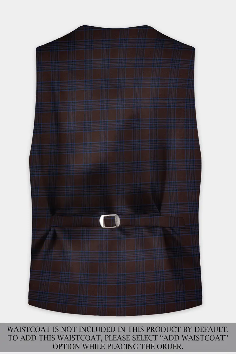 Bistre Brown With Nile Blue Plaid Wool Blend Double Breasted Suit 17