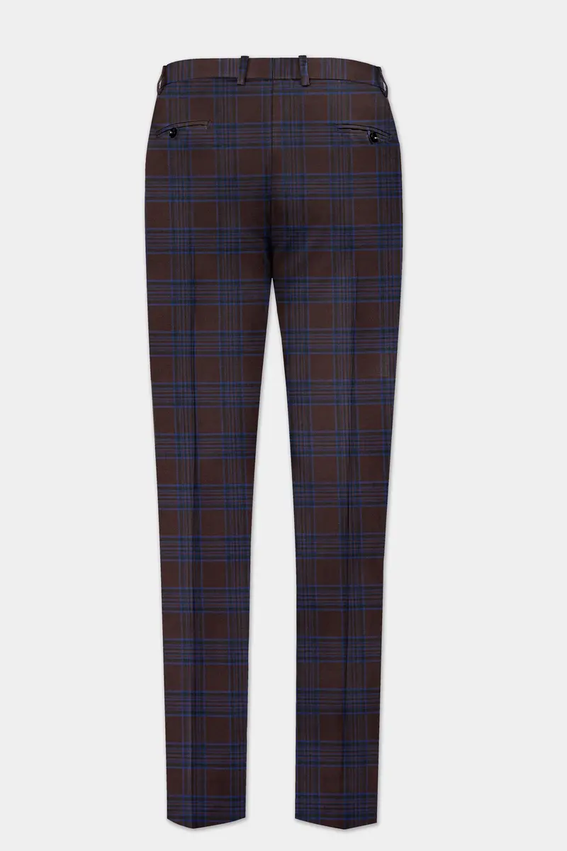 Bistre Brown With Nile Blue Plaid Wool Blend Pant 5