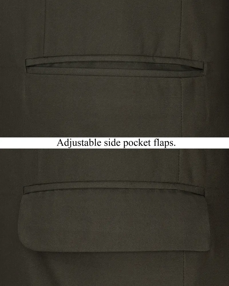 Bistre Green Cross Placket Bandhgala Blazer 5