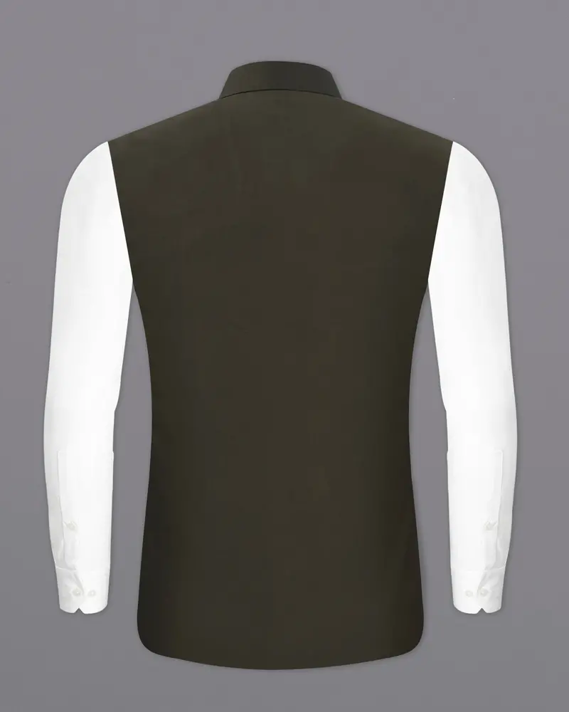 Bistre Green Textured Nehru Jacket 6