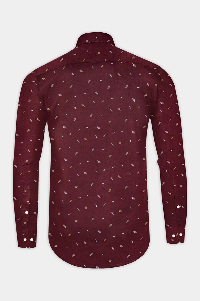 Bistre Leaves Printed Dobby Textured Premium Giza Cotton Shirt 5