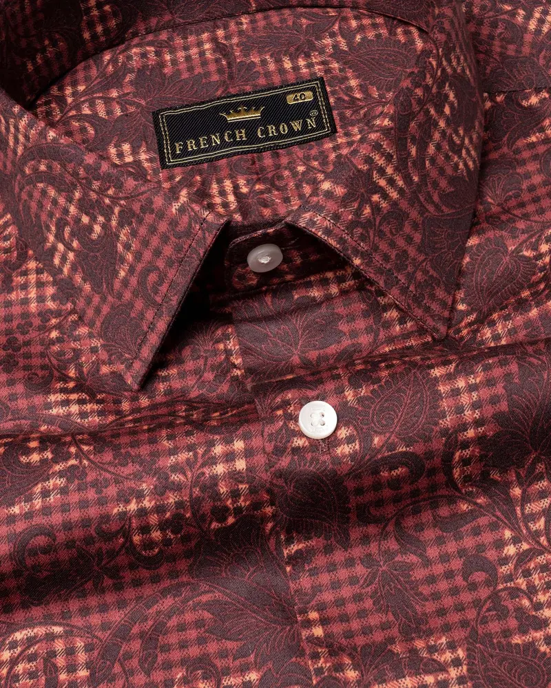 Bistre Leaves Printed Super Soft Premium Cotton Shirt 1