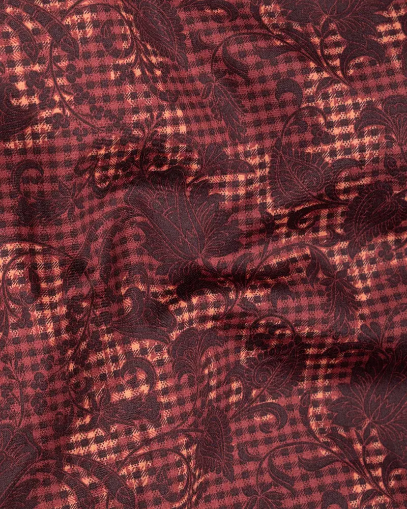 Bistre Leaves Printed Super Soft Premium Cotton Shirt 2