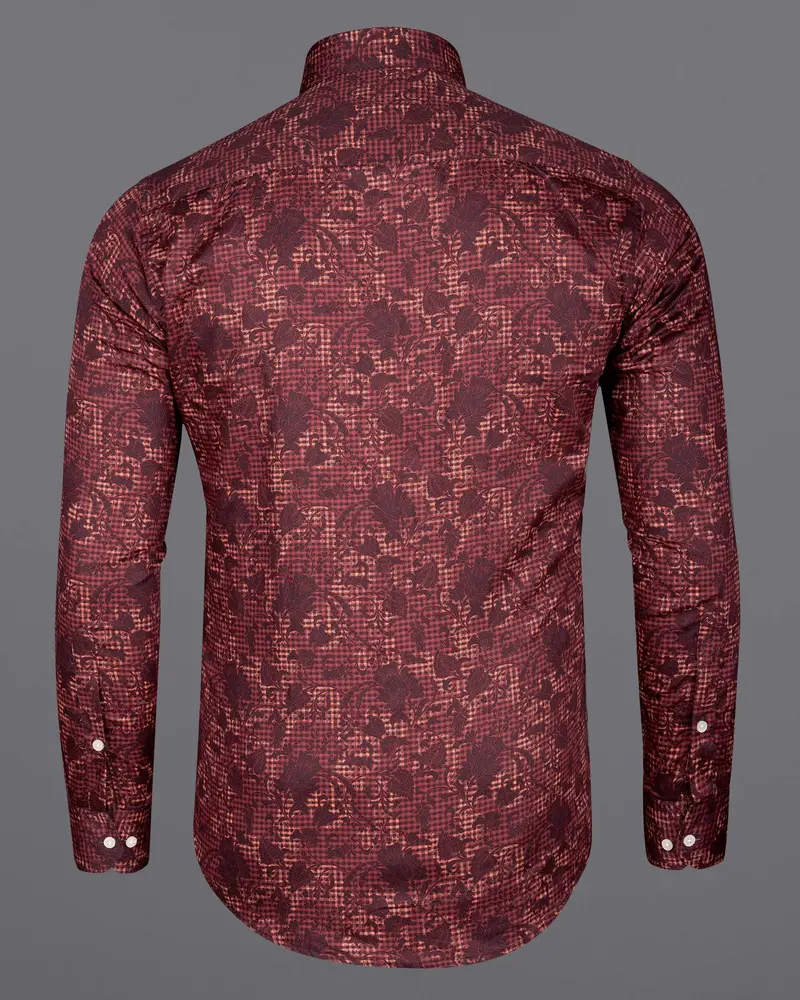 Bistre Leaves Printed Super Soft Premium Cotton Shirt 6