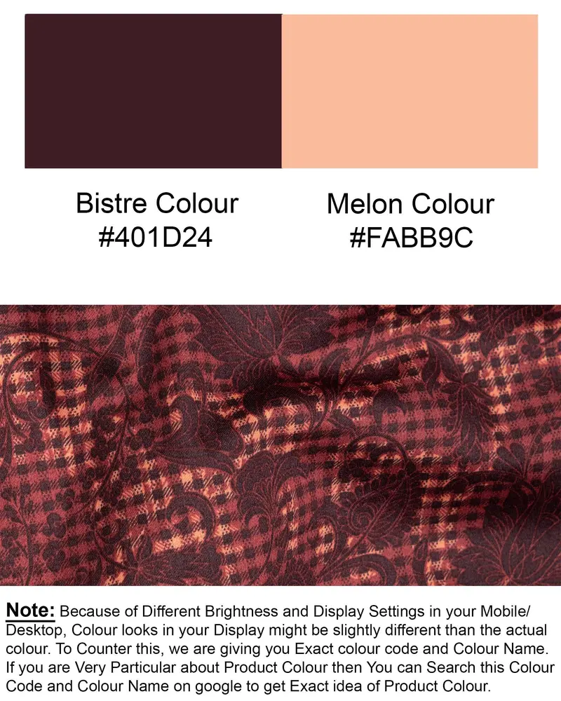 Bistre Leaves Printed Super Soft Premium Cotton Shirt 8