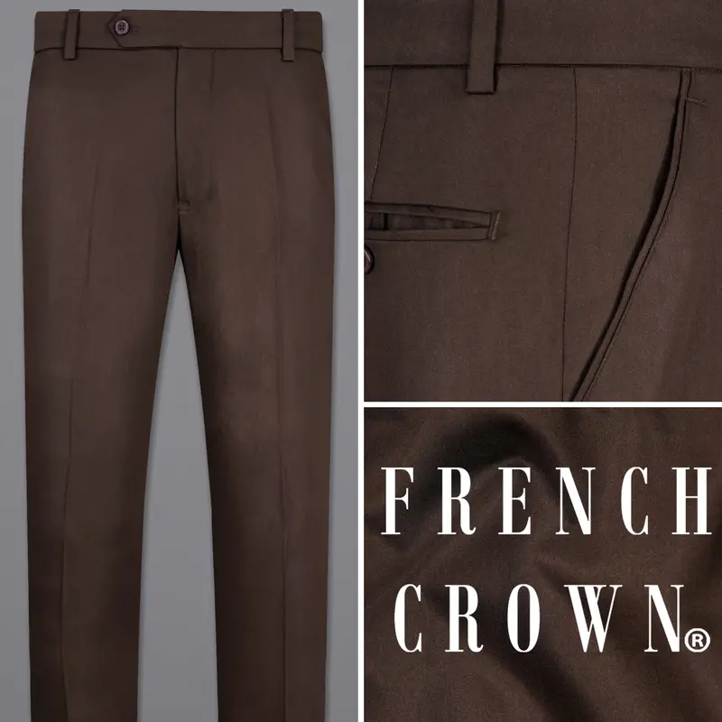 Bistre Solid Brown Pant 1