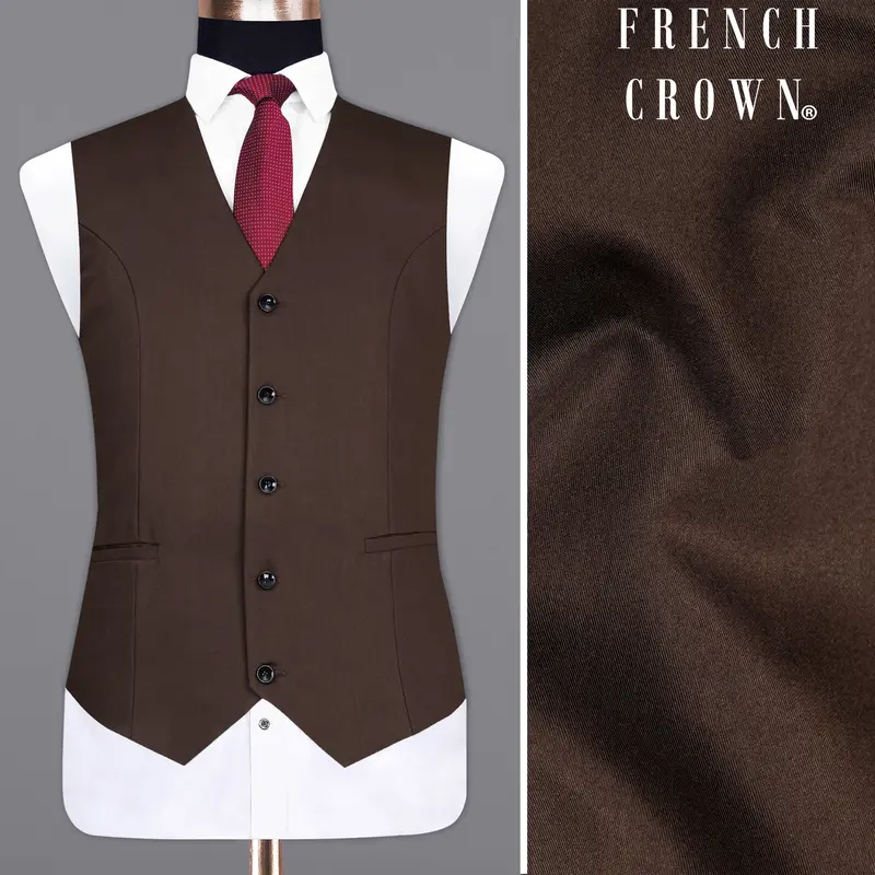 Bistre Solid Brown Waistcoat 1