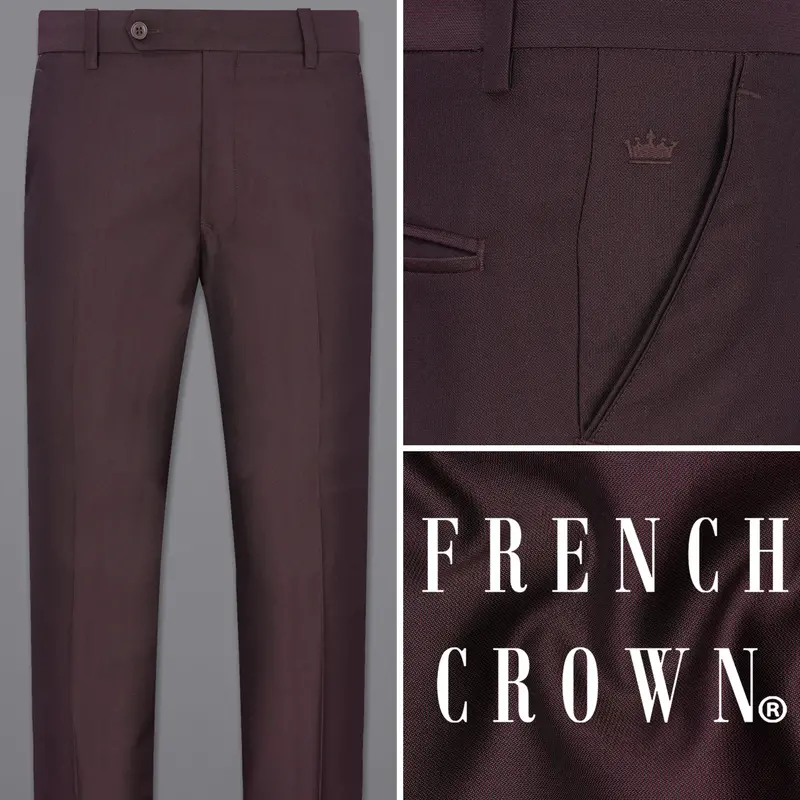 Bistre Wine Solid Pant 1