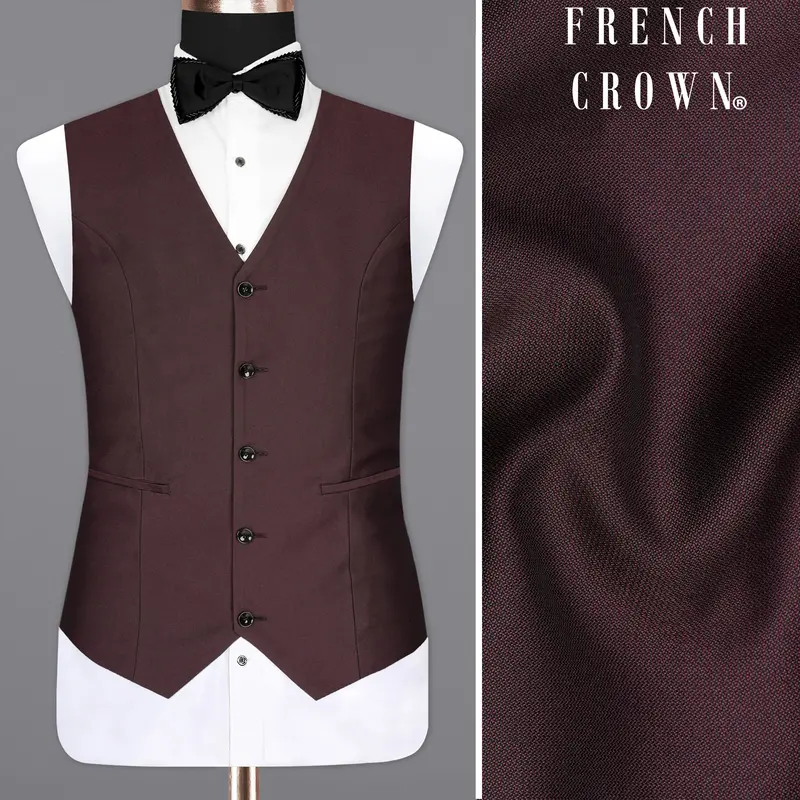 Bistre Wine Solid Waistcoat 1