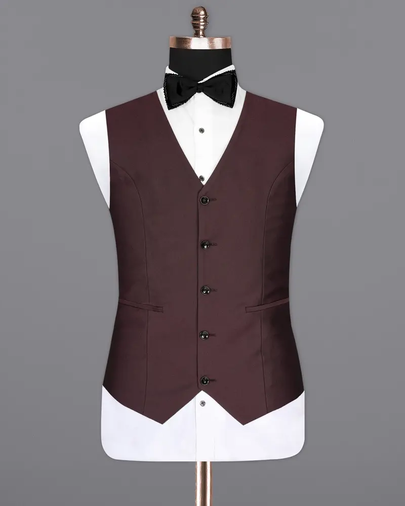 Bistre Wine Solid Waistcoat 2