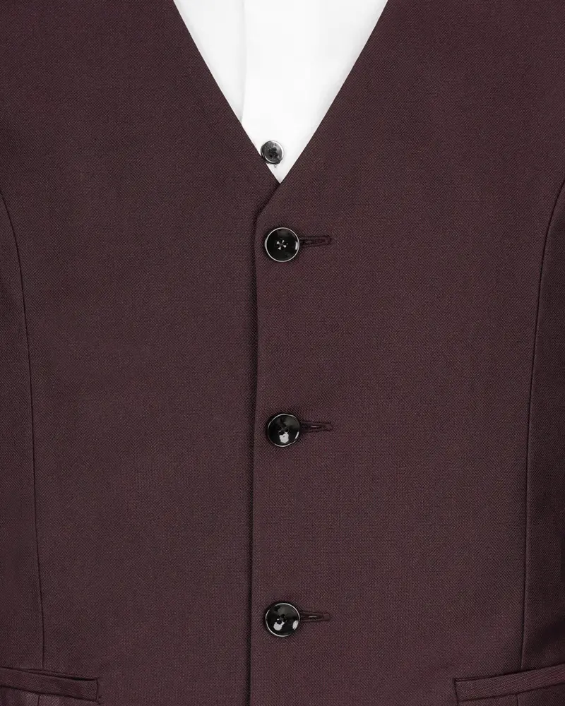 Bistre Wine Solid Waistcoat 5