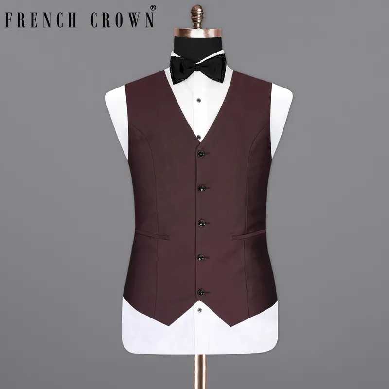 Bistre Wine Solid Waistcoat 7
