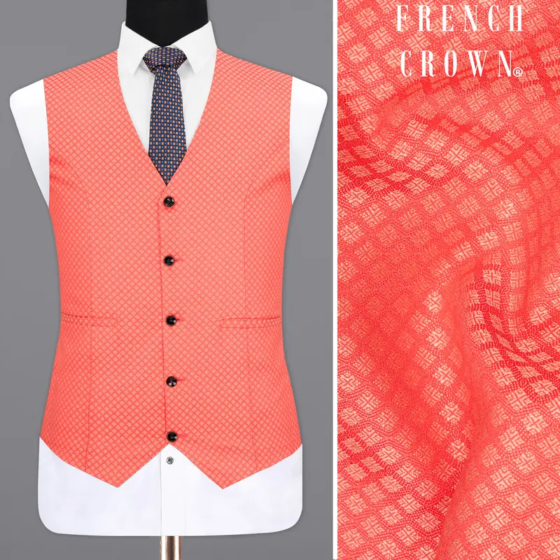 Bittersweet Pink Textured Waistcoat 1