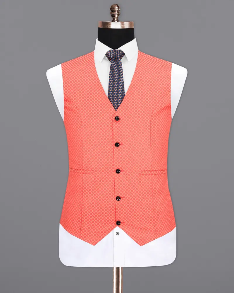 Bittersweet Pink Textured Waistcoat 2