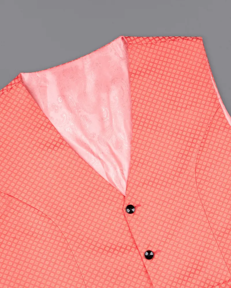 Bittersweet Pink Textured Waistcoat 4