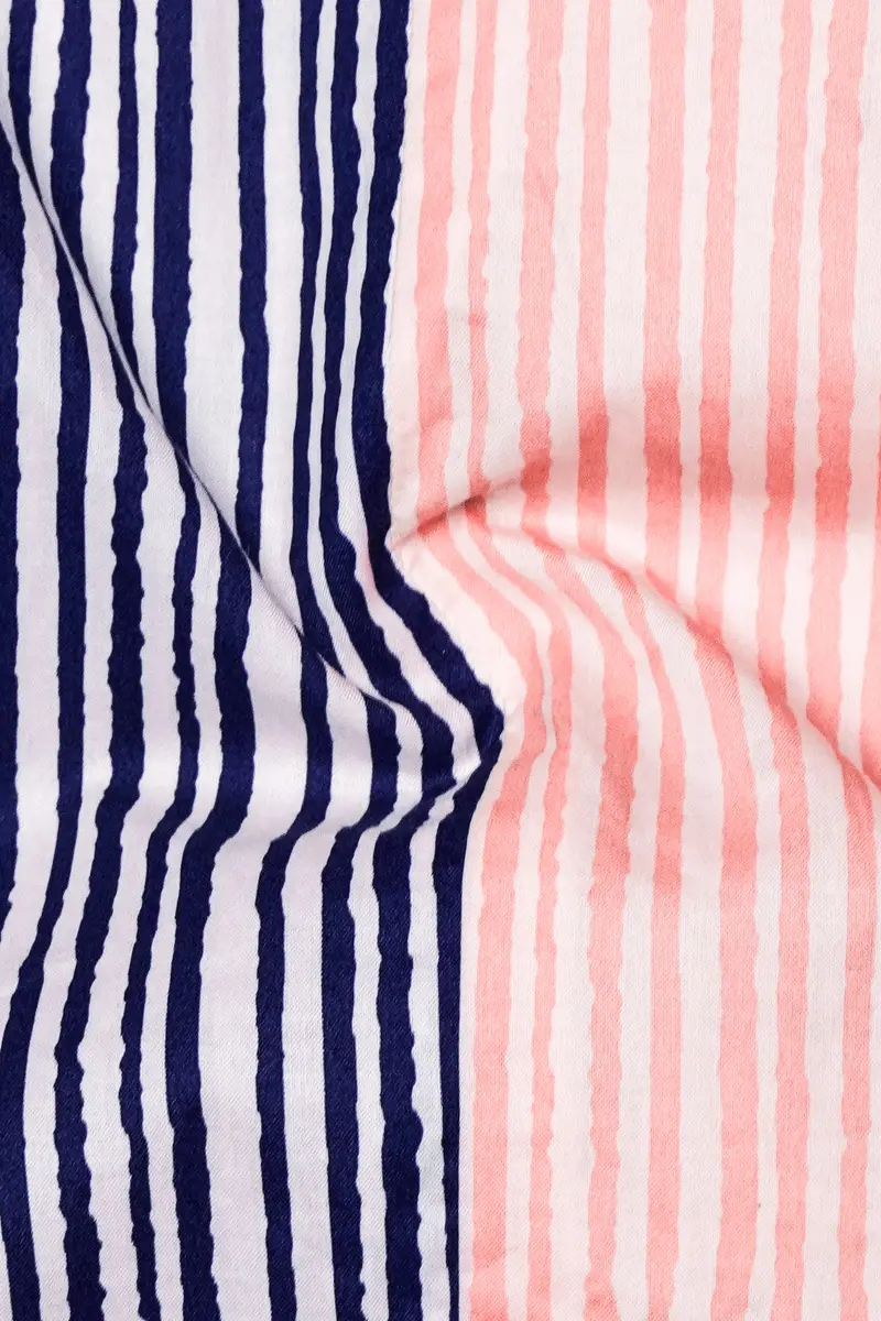 Bivalen-Biscay Blue And Mandys Pink Striped Subtle Sheen Super Soft Premium Cotton Designer Casual Shirt 3
