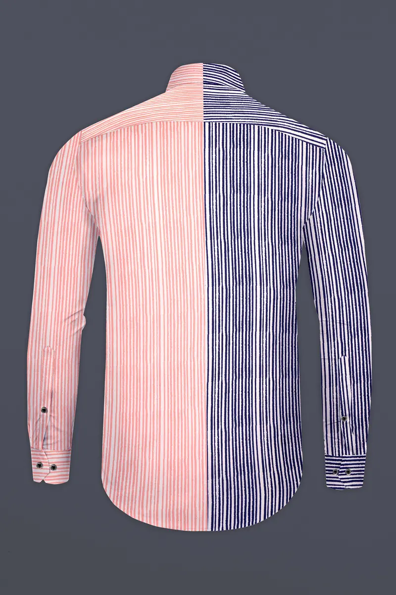 Bivalen-Biscay Blue And Mandys Pink Striped Subtle Sheen Super Soft Premium Cotton Designer Casual Shirt 7