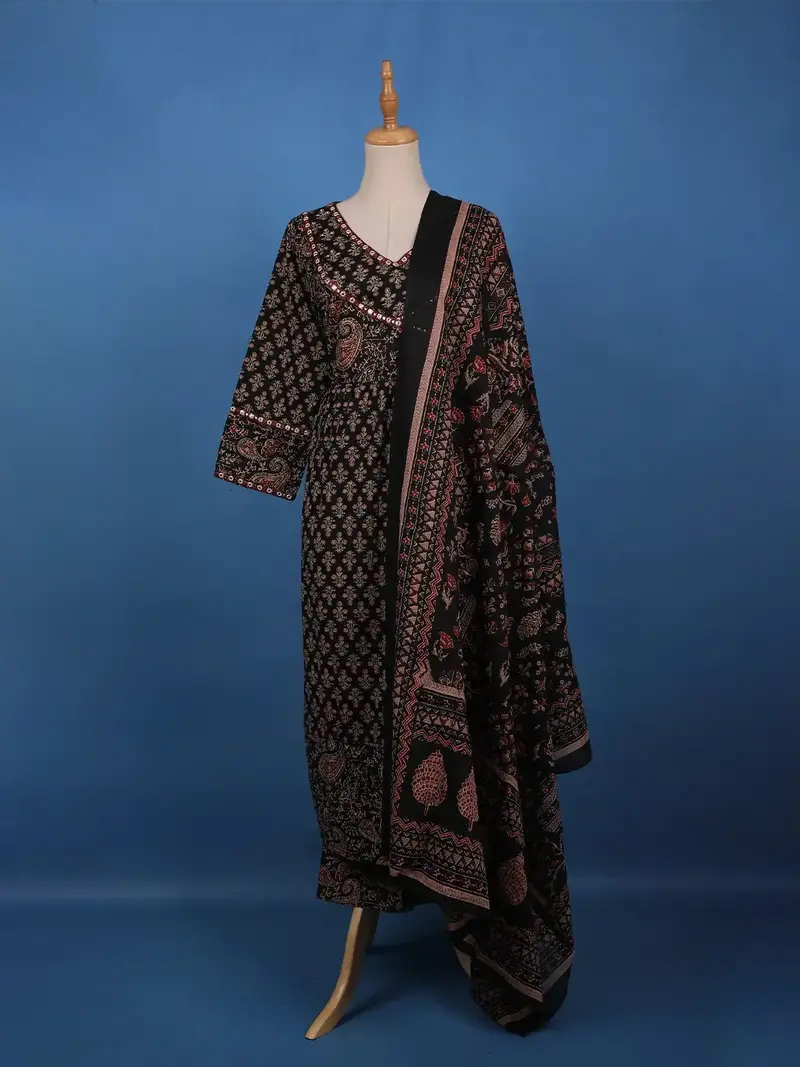Black Ajrakh Design Printed Cotton Salwar Suit 2