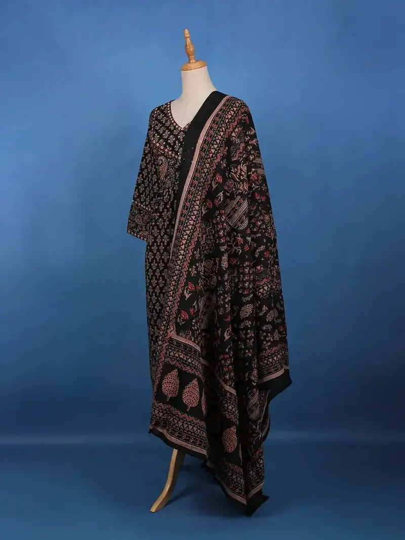 Black Ajrakh Design Printed Cotton Salwar Suit 4