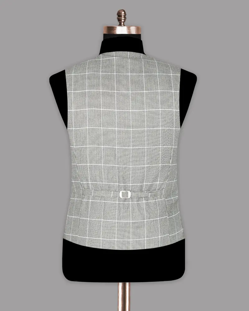Black And White Houndstooth Windowpane Stretchable Traveler Waistcoat 6