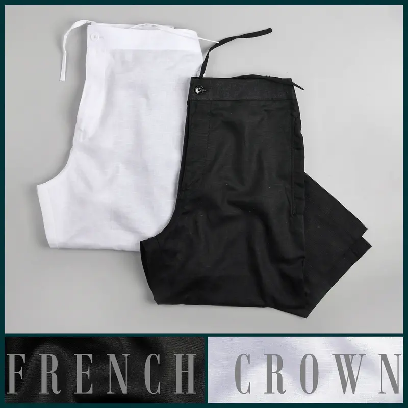 Black And White Premium Linen Lounge Pants 1