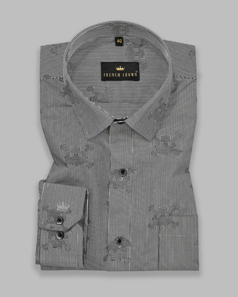 Black And White Striped And Skull Printed Premium Cotton Shirt 3