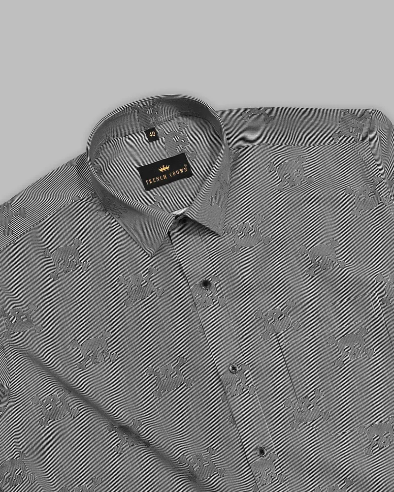 Black And White Striped And Skull Printed Premium Cotton Shirt 4
