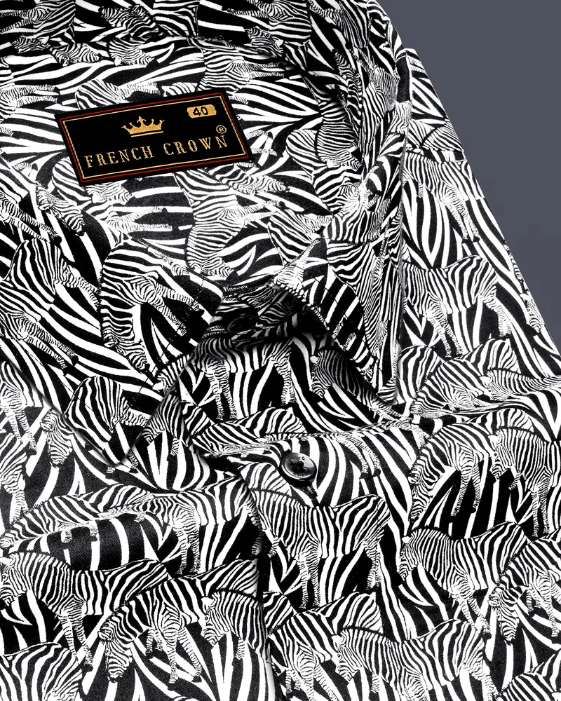 Black And White Zebra Printed Super Soft Premium Cotton Shirt 1