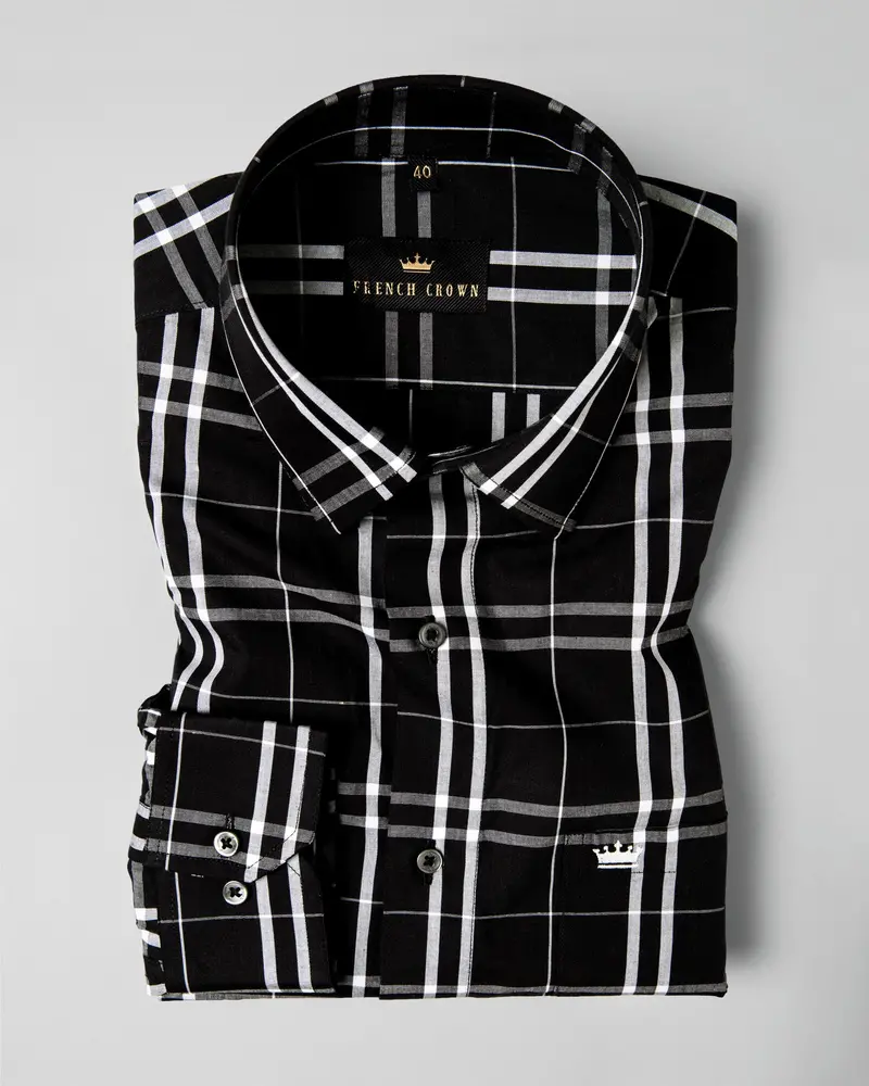 Black Bean Plaid Premium Cotton Shirt 3