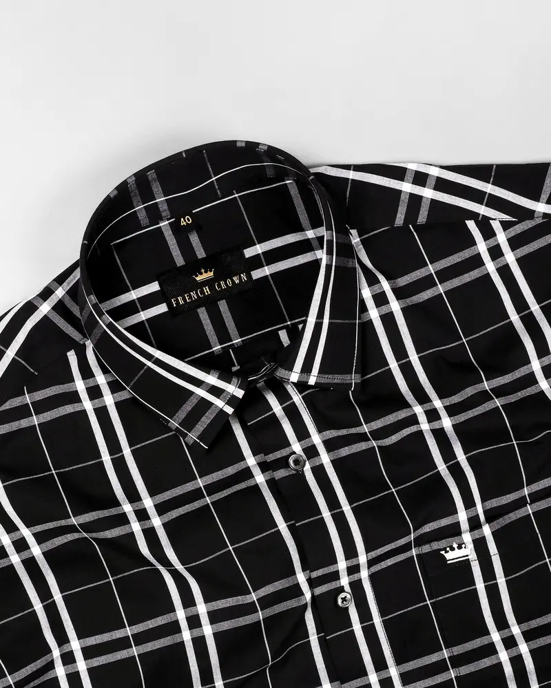Black Bean Plaid Premium Cotton Shirt 4