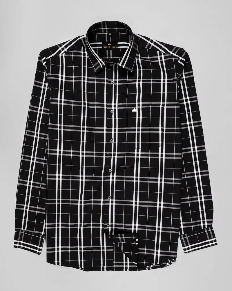Black Bean Plaid Premium Cotton Shirt 5