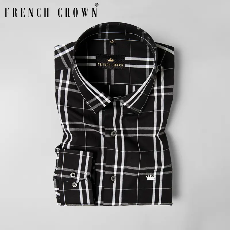 Black Bean Plaid Premium Cotton Shirt 9